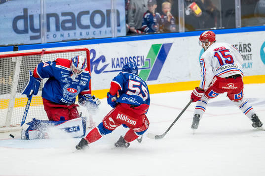 Oskarshamns målvakt Marek Langhamer och David Quenneville