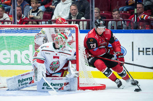 MoDos målvakt Lassi Lehtinen och Malmö Redhawks Adam