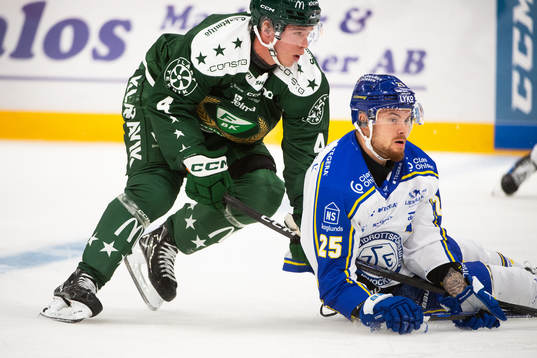 Färjestads Oscar Lawner och Leksands Lucas Elvenes