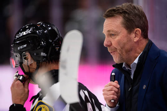 Domare Mikael Andersson och Leksands assisterande tränare