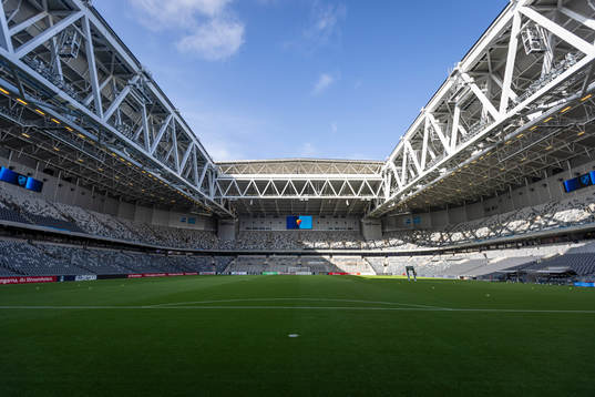 Generell bild inifrån Tele2 Arena innan  fotbollsmatchen i