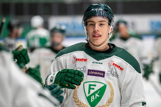 Färjestads Gabriel Melin jublar
