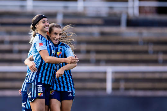 Djurgårdens Lova Lundin och Tilde Lindwall jublar