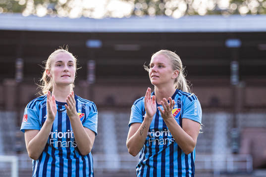 Djurgårdens Kamilla Lilhammer Karlsen och Nellie Lilja