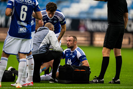 Veton Berisha of Molde with an injury