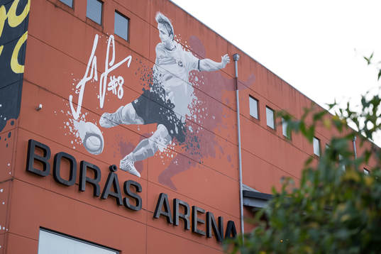 Muralmålning föreställande Anders Svensson på Borås