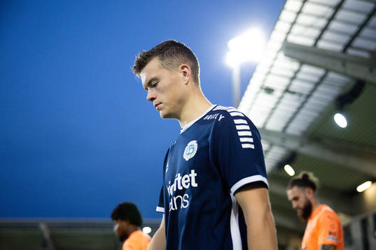 Utsiktens Albin Skoglund innan fotbollsmatchen i Superettan