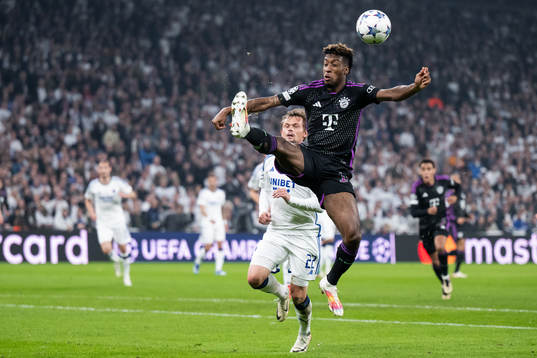 Peter Ankersen of Copenhagen and Kingsley Coman of Bayern