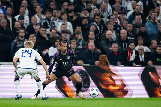 Birger Meling of Copenhagen and Leroy Sané of Bayern Munich