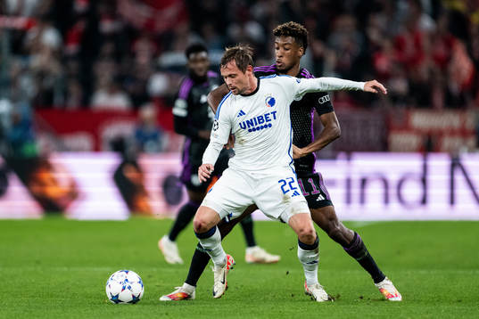 Peter Ankersen of Copenhagen and Kingsley Coman of Bayern