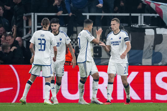 Viktor Claesson of Copenhagen celebrate with teammates