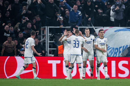 Viktor Claesson of Copenhagen celebrate with teammates