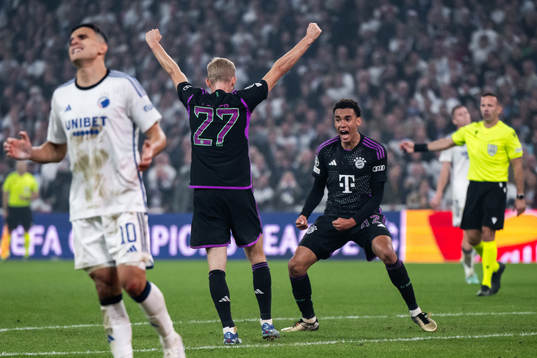 Jamal Musiala of Bayern Munich  celebrates