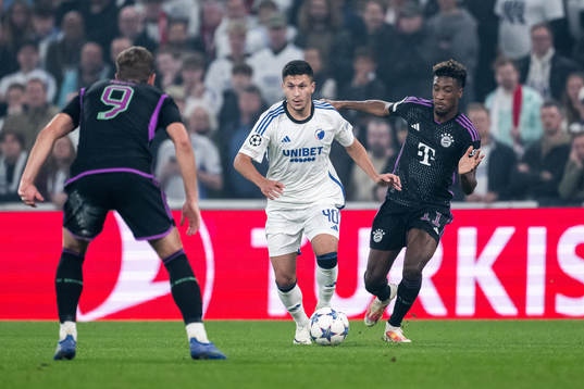 Roony Bardghji of Copenhagen and Kingsley Coman of Bayern