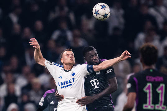 Viktor Claesson of Copenhagen and Dayot Upamecano of Bayern