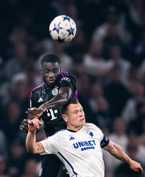 Dayot Upamecano of Bayern Munich and Viktor Claesson of