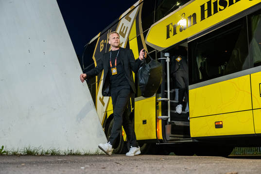 Goalkeeper Peter Abrahamsson of Häcken arrives