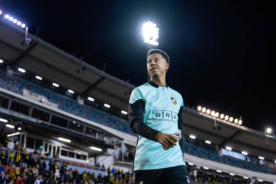 Tobias Sana of Häcken enters the pitch