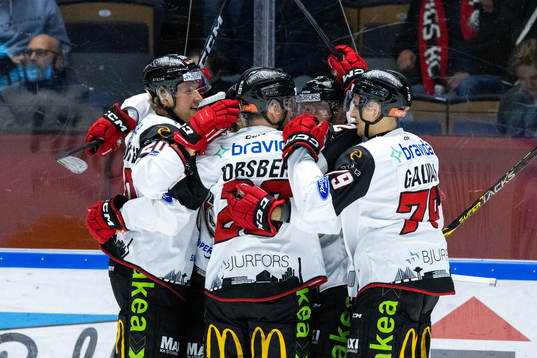Malmö Redhawks spelare jublar