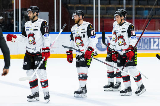 Malmö Redhawks Markus Lauridsen, Joakim Ryan  och Matias