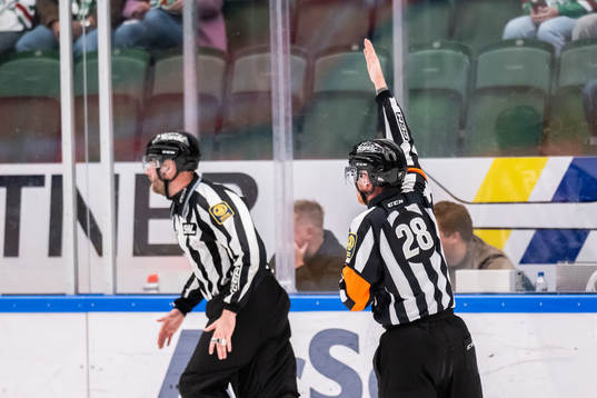 Linjedomare Andréas Svensson och Domare Mikael Holm