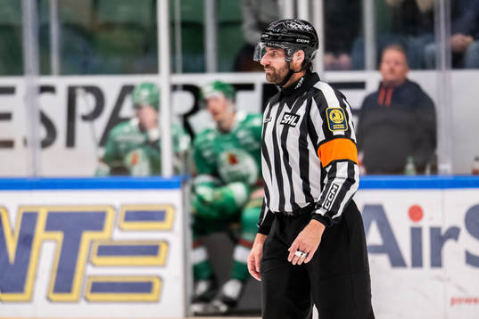 Domare Mikael Sjöqvist vid utvisningsbåset