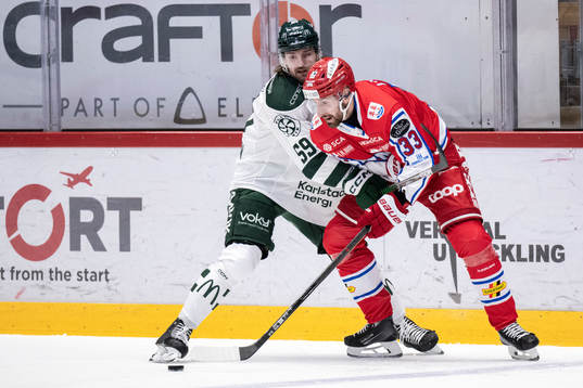 Färjestads Linus Johansson och Timrås Albin Lundin