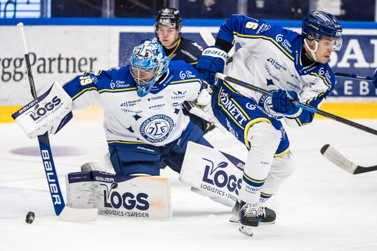 Leksands IFs målvakt Filip Larsson och Jon Knuts