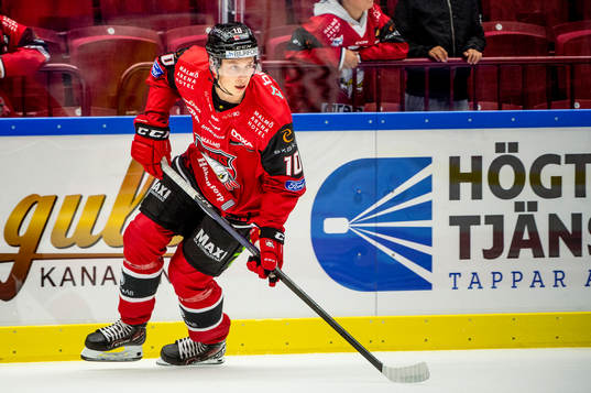 Malmö Redhawks William Von Barnekow värmer upp innan