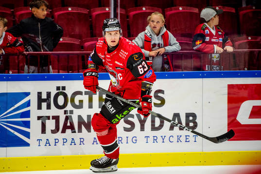 Malmö Redhawks Fredrik Händemark värmer upp innan