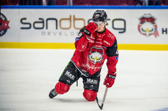 Malmö Redhawks Lauri Pajuniemi deppar på isen