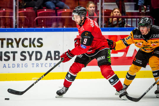 Malmö Redhawks Alan Quine mot Luleås Ludvig Jansson