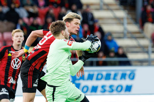 Östersunds Myroslav Mazur och Helsingborgs målvakt Kalle