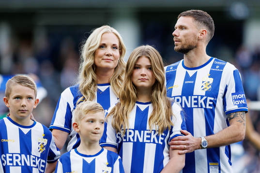 Marcus Berg med familj innan fotbollsmatchen i Allsvenskan