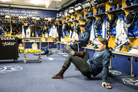 Leksands Patrik Noren innan ishockeymatchen i SHL mellan