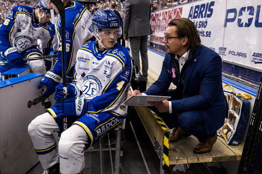 Leksands Lucas Lagerberg och Leksands tränare Björn
