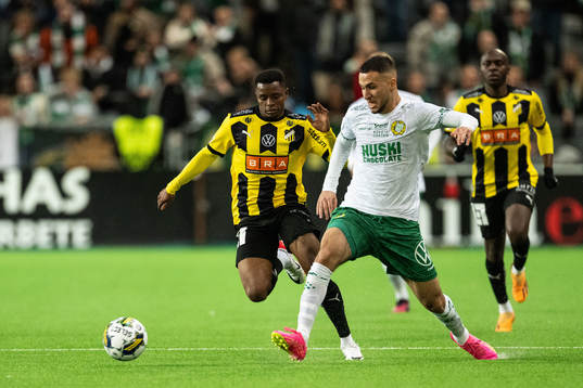 Häckens Abdulrazaq Ishaq och Hammarbys Abdelrahman Boudah