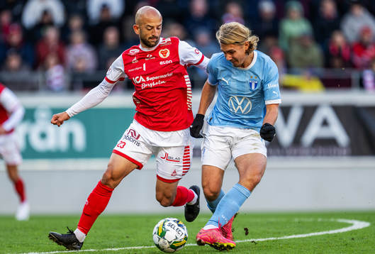 Kalmars Robert Gojani och Malmö FFs Sebastian Nanasi