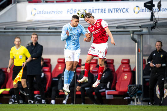 Malmö FFs Lasse Berg Johnsen och Kalmars Johan Karlsson