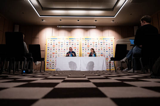 Janne Andersson, head coach, and Petra Thorén, media