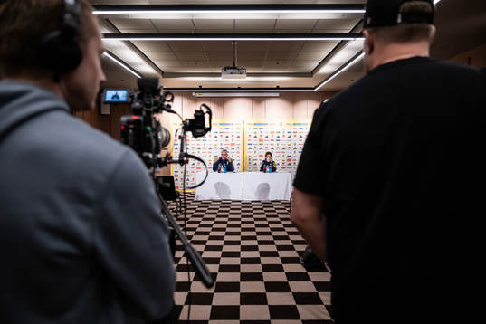 Janne Andersson, head coach, and Petra Thorén, media