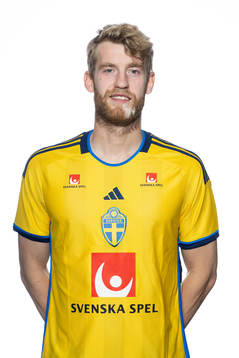 Filip Helander of the Swedish national football team poses