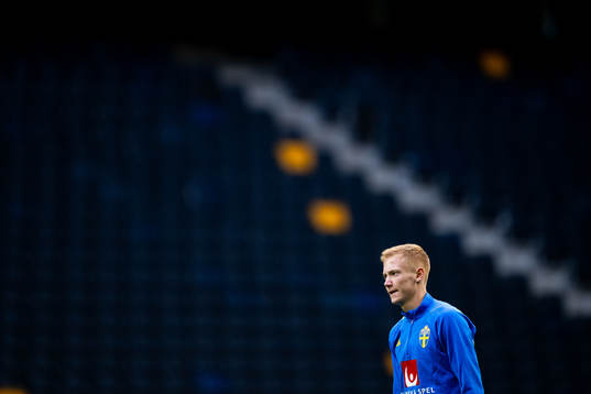 Hugo Larsson of the Swedish national football team at a