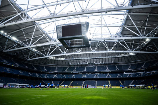 General view of Friends Arena at a training session