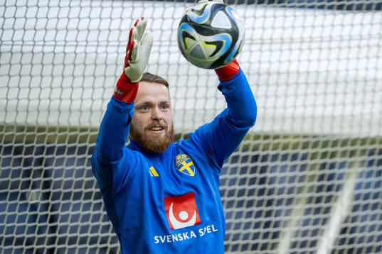 Goalkeeper Viktor Johansson of the Swedish national