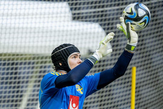 Goalkeeper Jacob Widell Zetterström of the Swedish