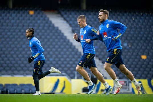 Jens Cajuste, Emil Holm and Linus Wahlqvist Egnell of the