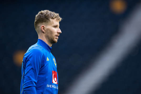 Samuel Gustafson of the Swedish national football team at a