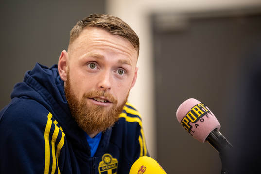 Goalkeeper Viktor Johansson of the Swedish national
