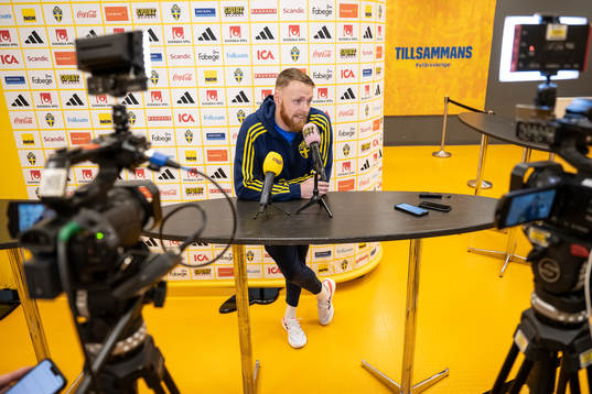 Goalkeeper Viktor Johansson of the Swedish national